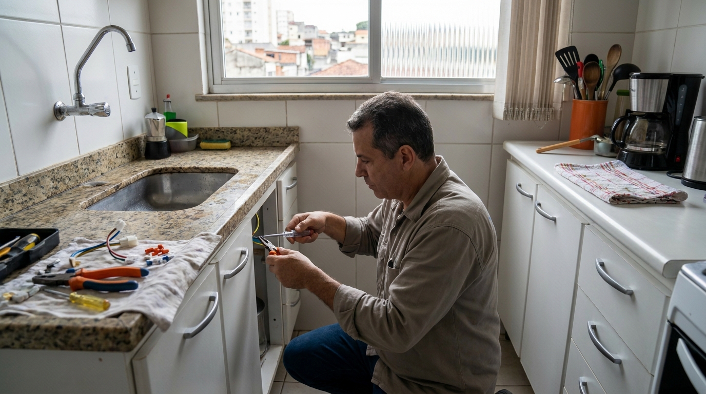 Eletricista instalando torneira eletrica em Contagem‑MG