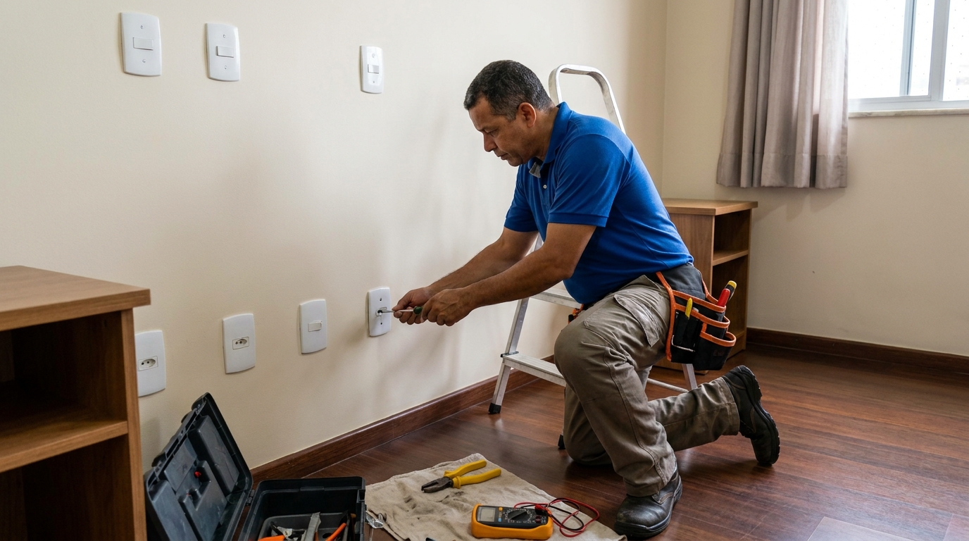Instalacao de tomada e interruptor residencial em Contagem‑MG